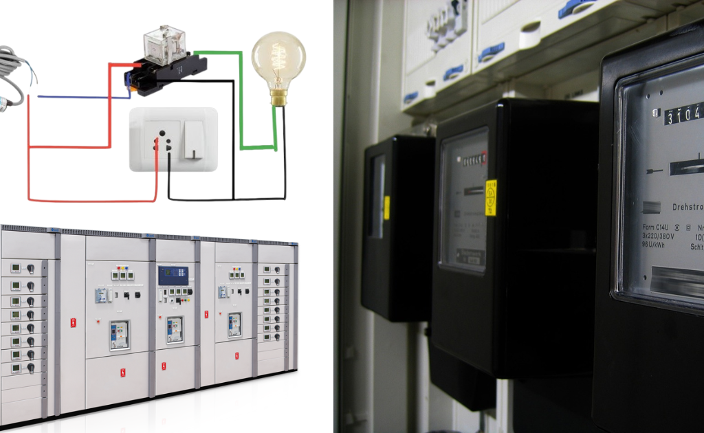 A diagram of a smart grid system highlighting automated components such as smart meters, sensors, and control centers.